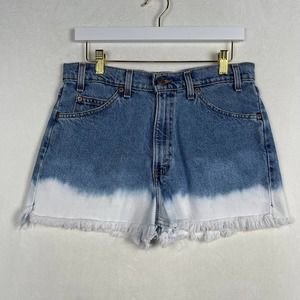 Vintage Levi's 550‎ Jean Short Cut Offs Orange Tab w/ Bleach Dyed Hem Women's 33